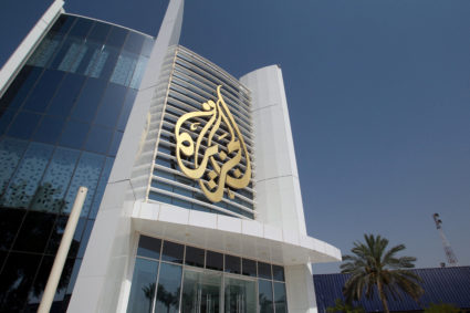 FILE PHOTO: The Al Jazeera Media Network logo is seen on its headquarters building in Doha, Qatar June 8, 2017. Photo by Naseem Zeitoon/Reuters