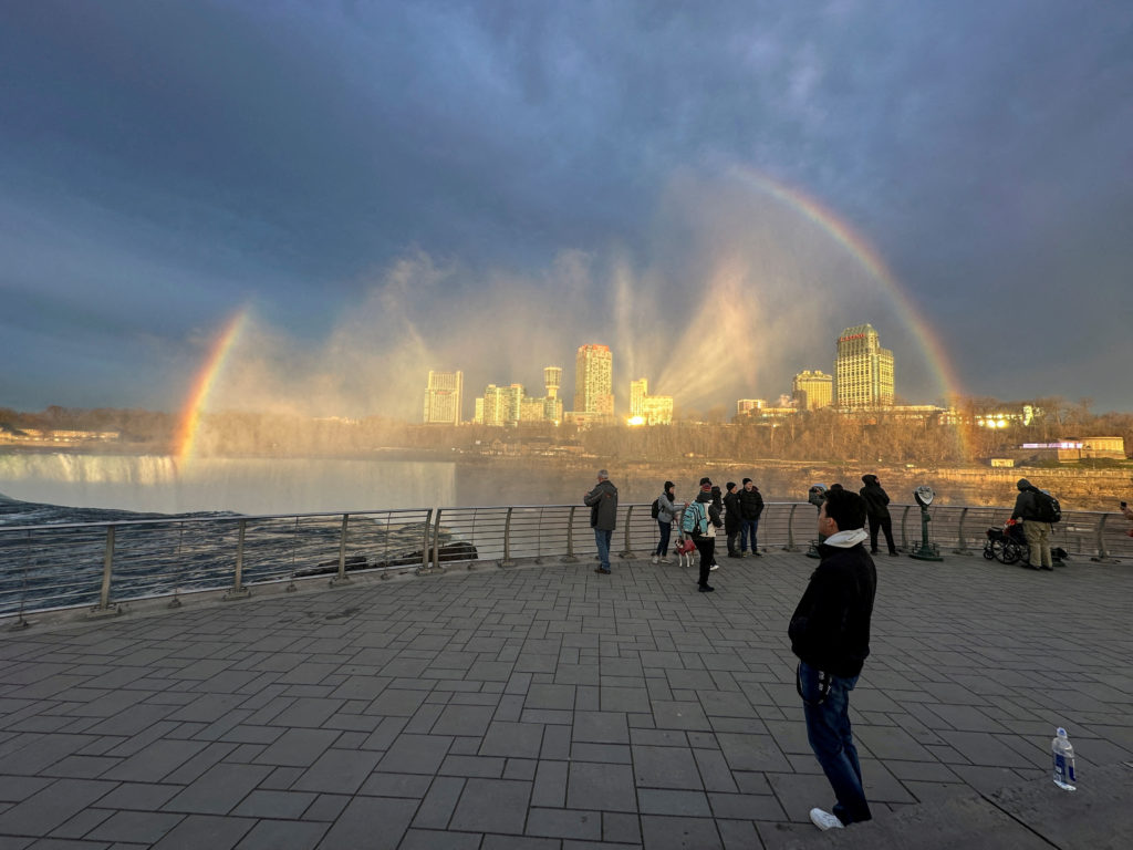 Rainbow forms over Niagara Falls in lead up to the solar eclipse