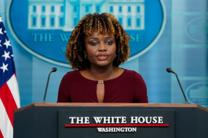 White House Press Secretary Karine Jean-Pierre holds a briefing at the White House in Washington