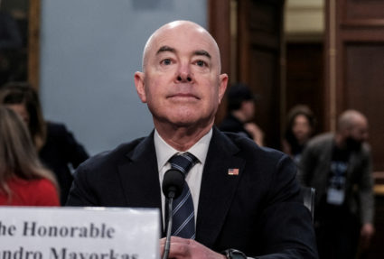 FILE PHOTO: Department of Homeland Security (DHS) Secretary Alejandro Mayorkas testifies before a Homeland Security Subcom...