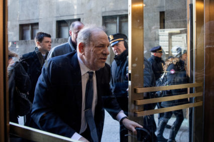 FILE PHOTO: Film producer Harvey Weinstein arrives at New York Criminal Court for his sexual assault trial in the Manhatta...