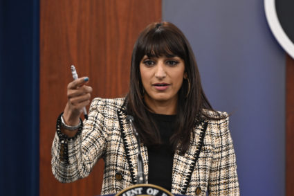 U.S. Pentagon Deputy Press Secretary Sabrina Singh holds a press conference at Pentagon in Washington D.C., United States on October 17, 2023. Photo by Celal Gunes/Anadolu via Getty Images