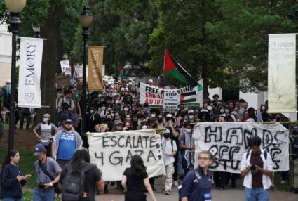 People demonstrate at Emory University in support of Palestinians, in Atlanta