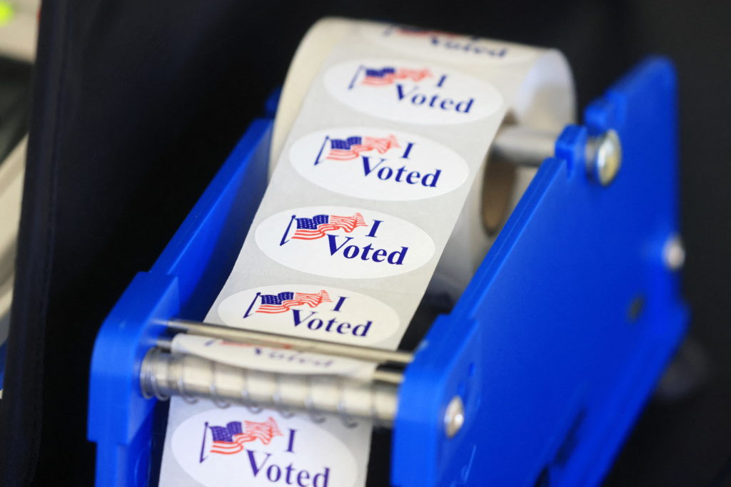 People vote in the Super Tuesday primary election in California