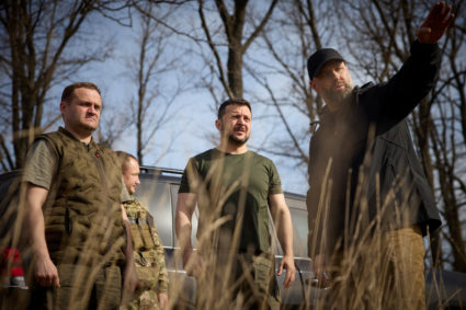 Ukraine's President Zelenskiy inspects new fortifications for Ukrainian servicemen in Kharkiv region