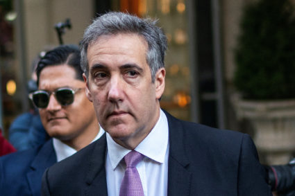 Michael Cohen departs home to testify in Republican presidential candidate and former U.S. President Donald Trump's crimin...