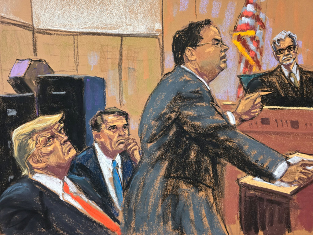 Closing arguments in the trial of former U.S. President Donald Trump appears in New York
