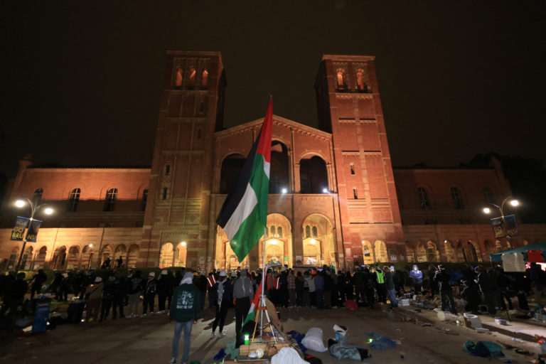 Protesters gather at the University of California Los Angeles