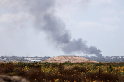 Smoke rises following an airstrike in Gaza, amid the ongoing conflict between Israel and the Palestinian Islamist group Ha...