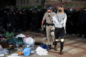 Protesters gather at the University of California Los Angeles