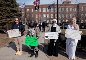 "Uncommitted" supporters hold a rally ahead of Michigan's Democratic presidential primary election in Hamtramck