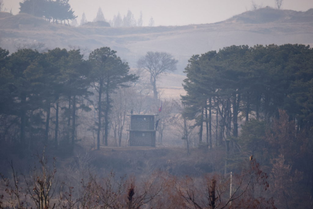 View of the inter-Korean border amid growing threats from North Korea