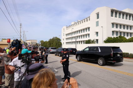 Former U.S. President Trump leaves the U.S. District Court Magistrate, in Fort Pierce