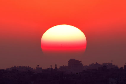 The sun sets over the Gaza Strip, amid the ongoing conflict between Israel and Hamas, as seen from Israel, June 5, 2024. Amir Cohen/Reuters