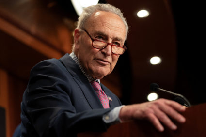U.S. Senate Majority Leader Chuck Schumer (D-NY) speaks during a press conference in Washington