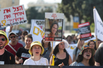 Protest demanding the immediate release of hostages kidnapped during the deadly October 7 attack, in Jerusalem