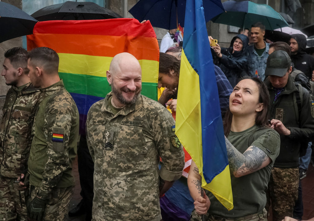 Participants take part in the Equality March, organized by the LGBT+ community in Kyiv