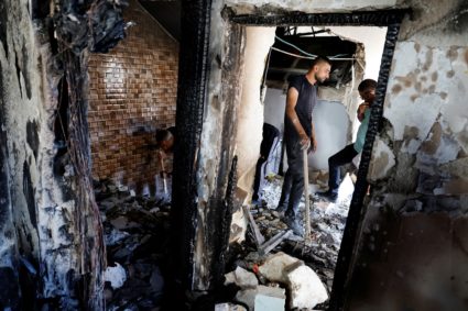 Site where Israeli forces hit a house and killed a man, in Tulkarm, in the Israeli-occupied West Bank