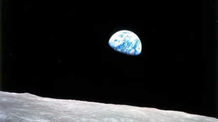 Apollo 8, the first manned mission to the moon, entered lunar orbit on Christmas Eve, Dec. 24, 1968. That evening, the astronauts-Commander Frank Borman, Command Module Pilot Jim Lovell, and Lunar Module Pilot William Anders-held a live broadcast from lunar orbit, in which they showed pictures of the Earth and moon as seen from their spacecraft. Said Lovell, “The vast loneliness is awe-inspiring and it makes you realize just what you have back there on Earth.” They ended the broadcast with the crew taking turns reading from the book of Genesis.Image Photo provided by NASA