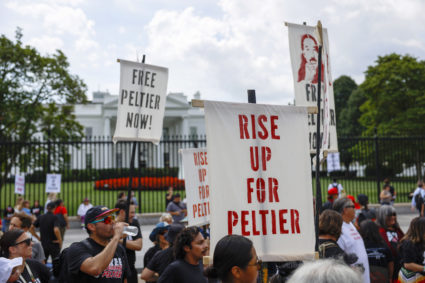 Protest Held Outside White House Calling On President Biden To Grant Native American Activist Leonard Peltier Clemency