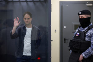 FILE PHOTO: Wall Street Journal reporter Evan Gershkovich appears in court