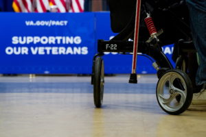 U.S. President Joe Biden participates in PACT Act town hall, in New Castle