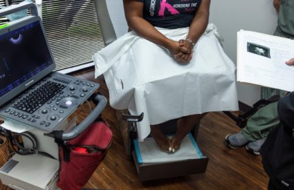 Woman receives an ultrasound at an abortion clinic in Texas