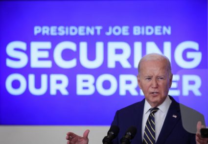 U.S. President Biden announces an executive order on enforcement at the U.S.-Mexico border at the White House in Washingto...