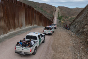 Border Patrol agents transport migrants in Ruby, Arizona