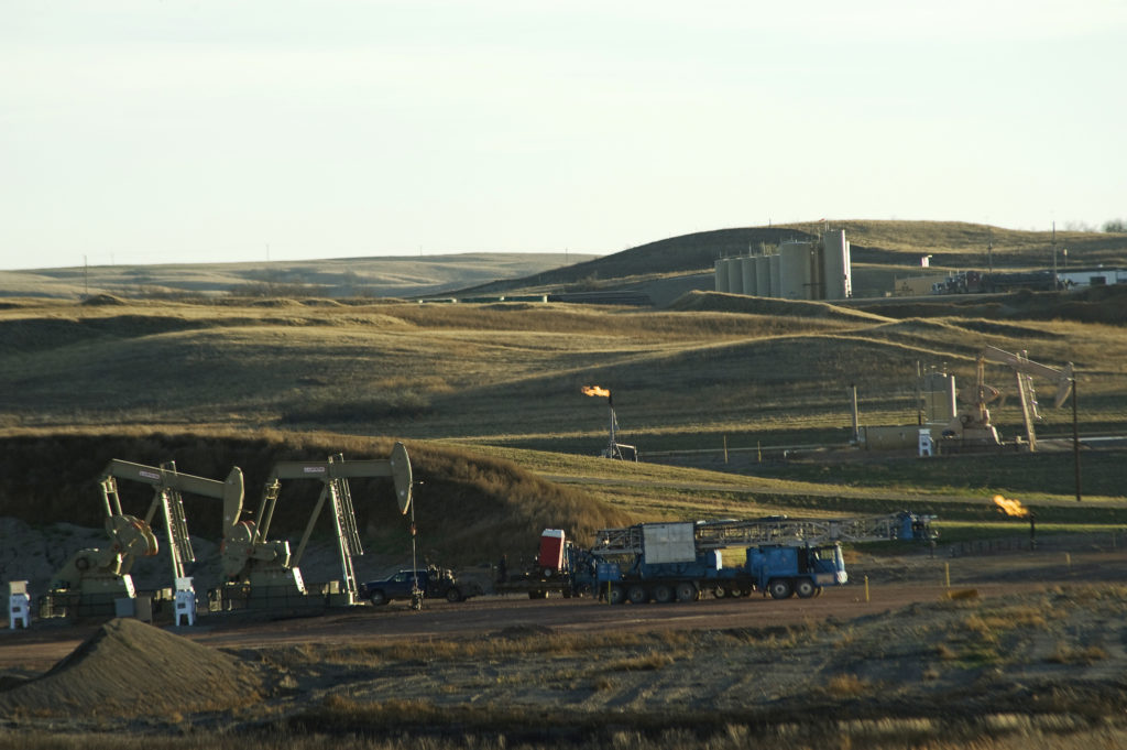 File photo of multiple oil well sites on the Fort Berthold Indian Reservation in North Dakota