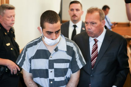 Hadi Matar appears in court on charges of attempted murder and assault on author Salman Rushdie, in Mayville, New York