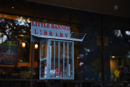 A Little Free Library contains banned books in Houston