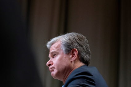 FBI Director Christopher Wray testifies before a Senate Appropriations Commerce, Justice, Science, and Related Agencies Su...