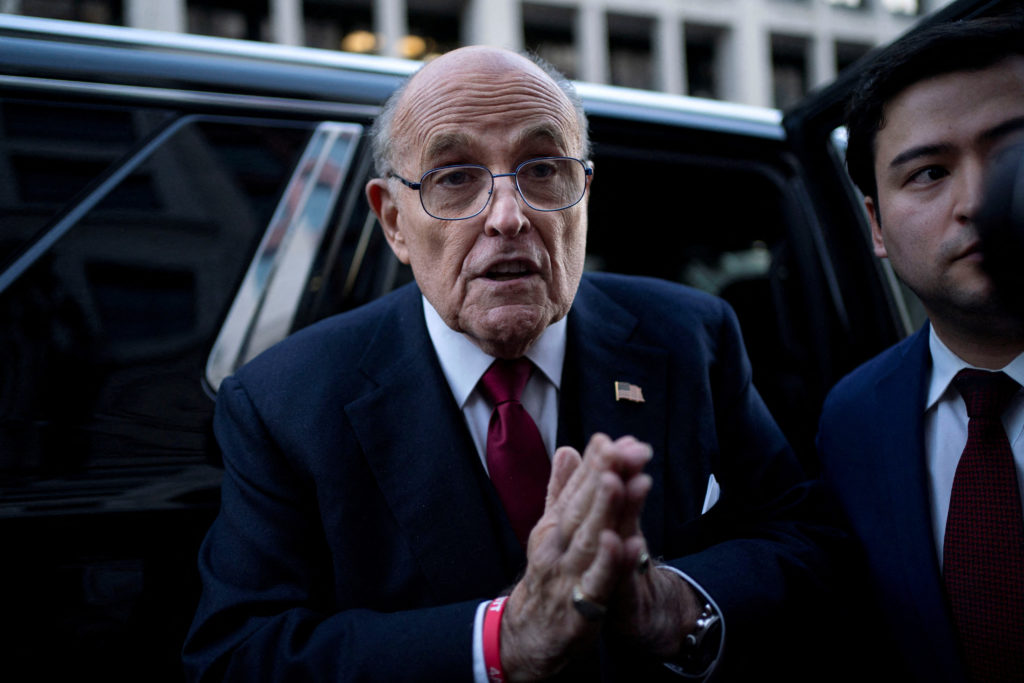 FILE PHOTO: Former New York Mayor Rudy Giuliani departs defamation lawsuit at the District Courthouse in Washington