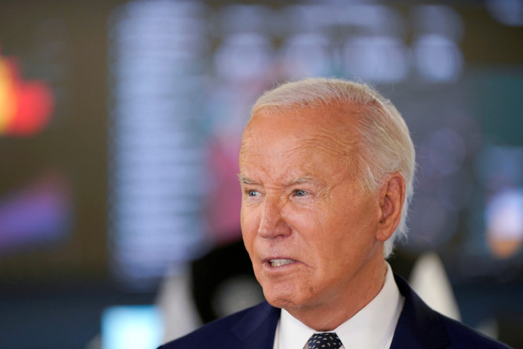 U.S. President Joe Biden delivers remarks on extreme weather at the D.C. Emergency Operations Center in Washington