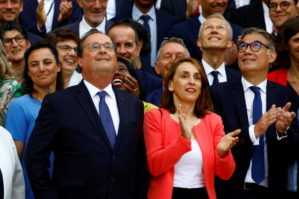 Newly-elected lawmakers make entry to the National Assembly in Paris