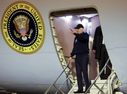 U.S. President Joe Biden deboards Air Force One, at Dover Air Force Base in Dover
