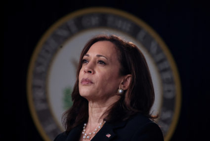 FILE PHOTO: U.S. Vice President Kamala Harris hosts an infrastructure event at the White House in Washington, U.S.