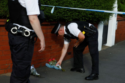 Scene where a man was arrested after at least eight people were stabbed in Southport, Britain