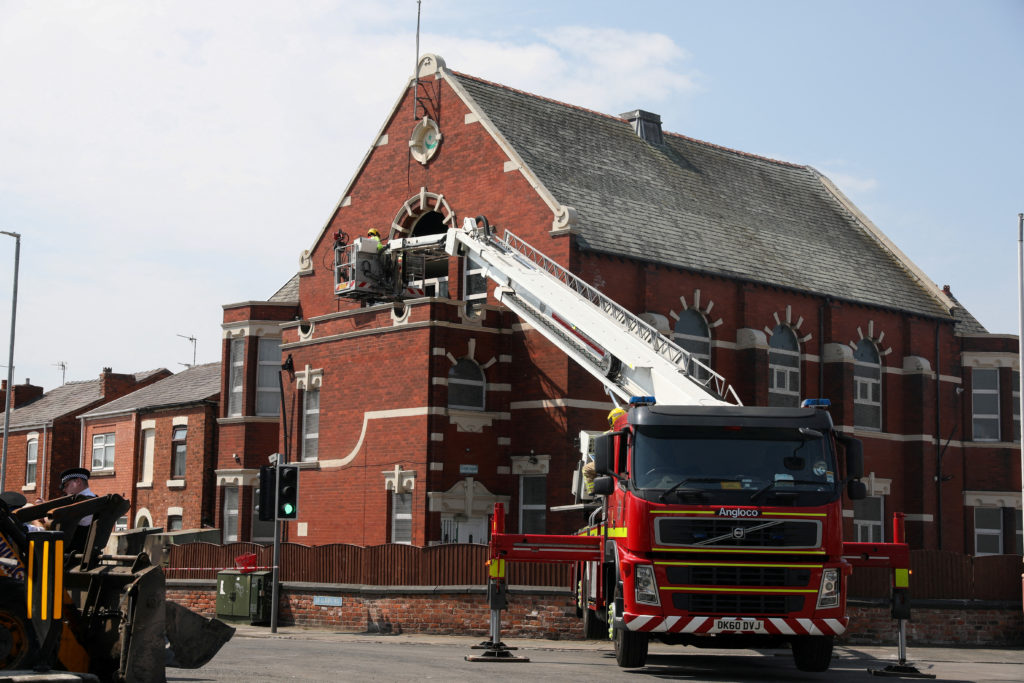 Firefighters replace cracked windows of Southport Islamic Society Mosque