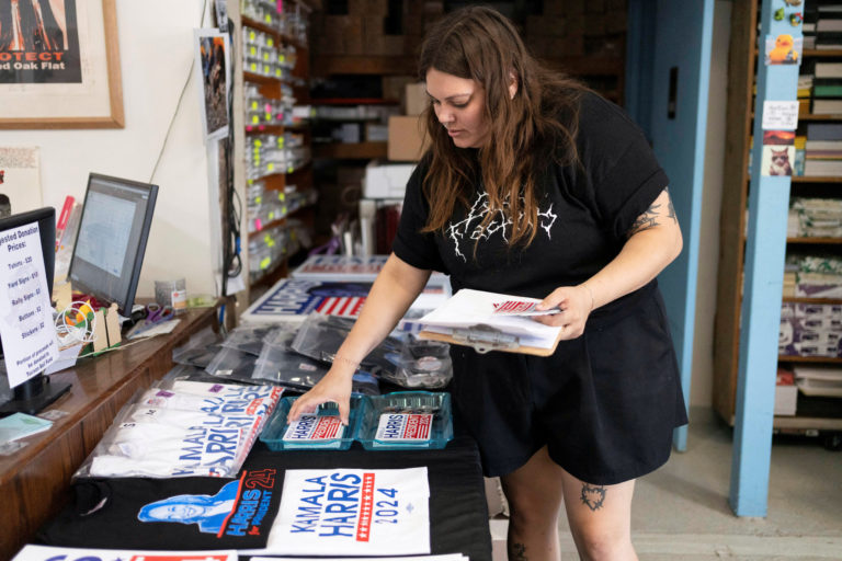 Arizona print shop makes high volumes of merchandise in support of U.S. Vice President Kamala Harris' presidential campaign