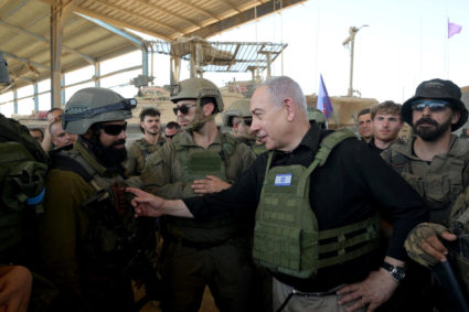 Israeli Prime Minister Benjamin Netanyahu visits Israeli soldiers in Rafah