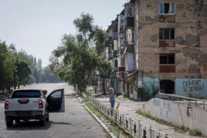 Evacuation of local residents from the town of Toretsk, near a front line in Donetsk region