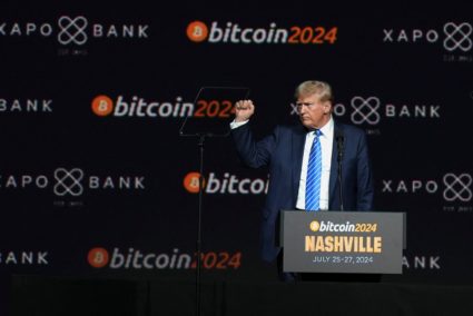 Republican presidential nominee Donald Trump attends the crypto conference in Nashville