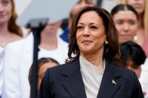 U.S. Vice President Kamala Harris delivers remarks to the women and men's National Collegiate Athletic Association (NCAA) ...