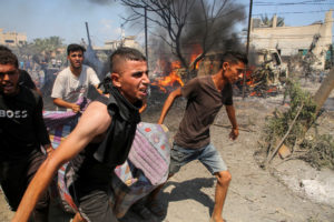 Aftermath of Israeli strikes in Khan Younis in the southern Gaza Strip