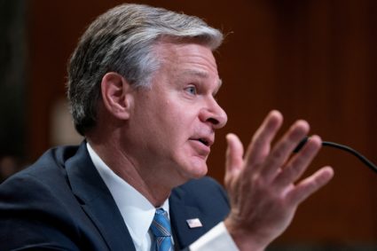 FILE PHOTO: FBI Director Christopher Wray testifies before a Senate Appropriations Commerce, Justice, Science, and Related...