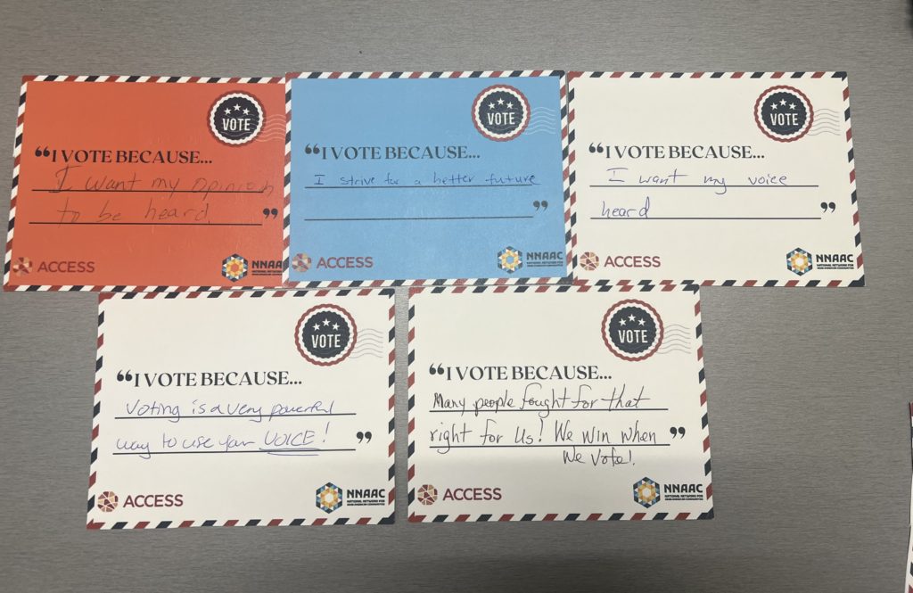 Five "Why I Vote" postcards submitted to NNAAC after Israel-Hamas war began show shift in Arab American community views on voting