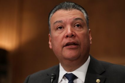 Julie Su at a Senate Health, Education, Labor and Pensions Committee hearing on her nomination to be Labor Secretary, on C...