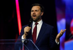 Senator JD Vance (R-OH) speaks at an event held by the national conservative political movement, 'Turning Point' in Detroit